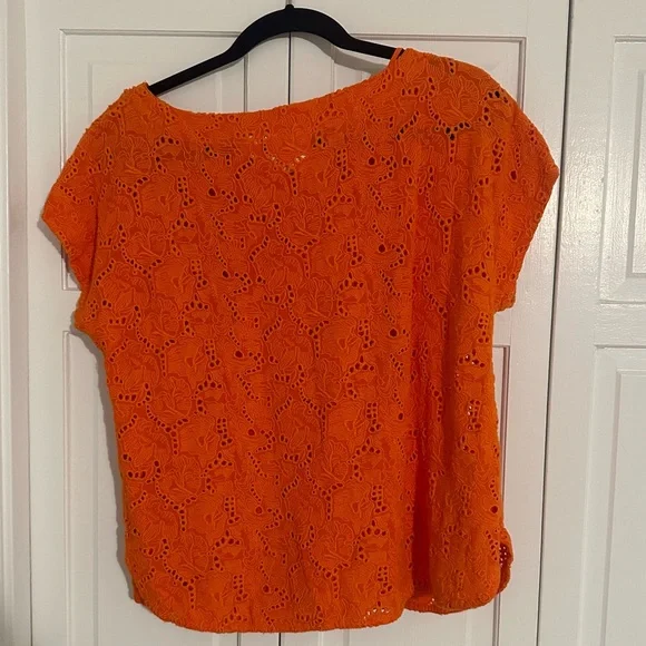 Anthropologie orange lace top with bead detail. - Picture 6 of 9